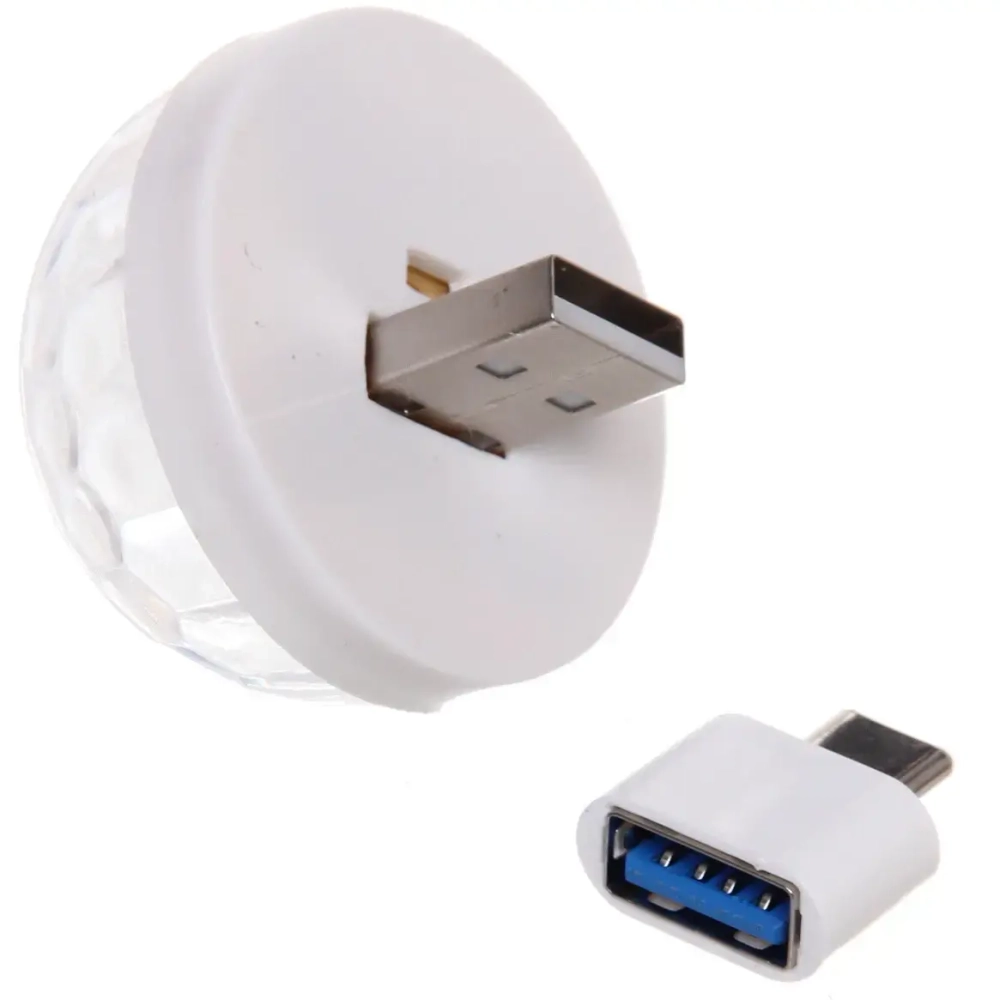 Диско-шар mini «Каледоскоп», LED (красный, зеленый, синий), переходник USB Type-C