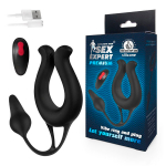 Черная вибронасадка с анальной втулкой Bior Toys Sex Expert SEM-55240
