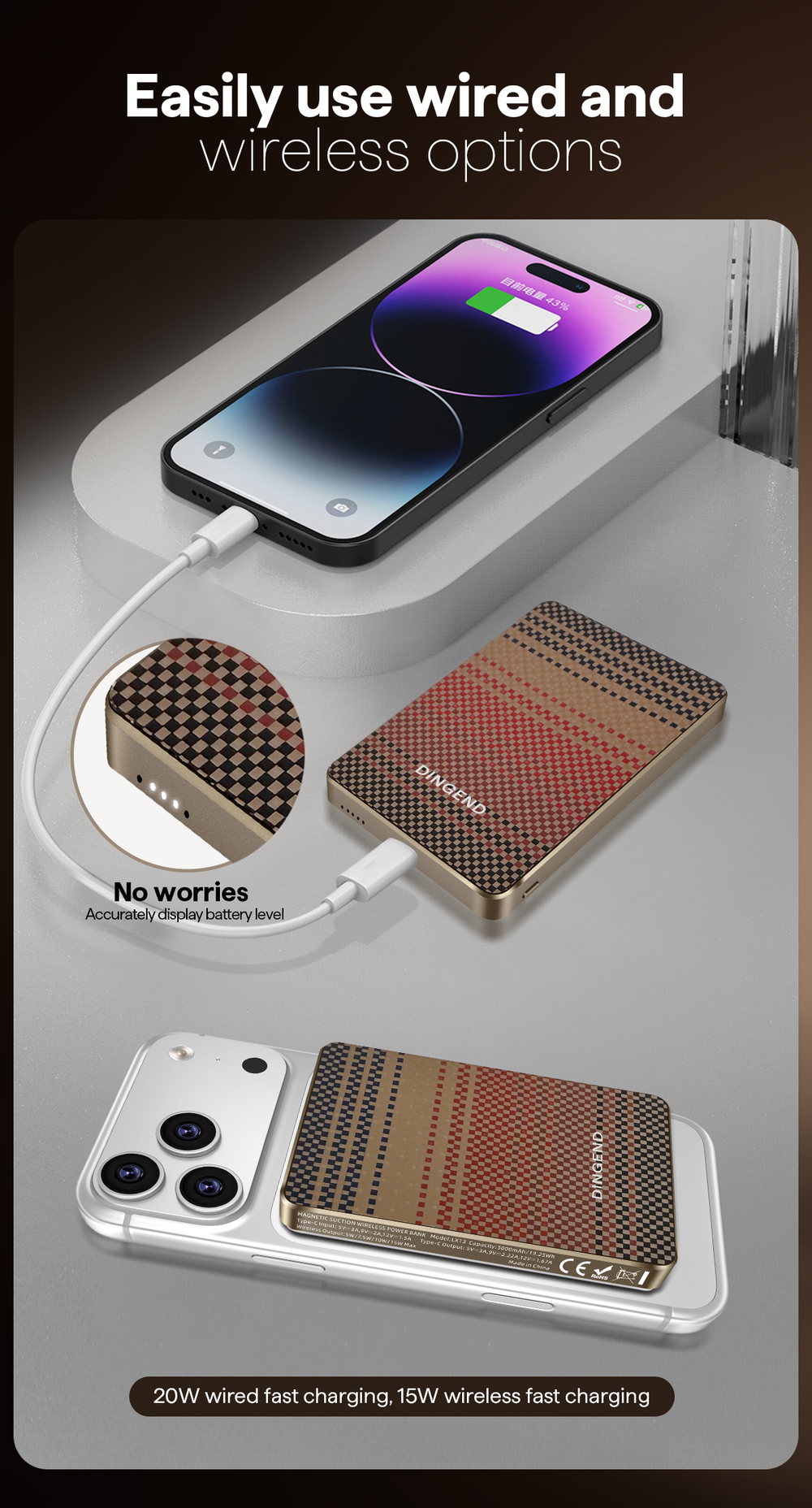 Power Bank DINGEND 15W (5 000mAh)