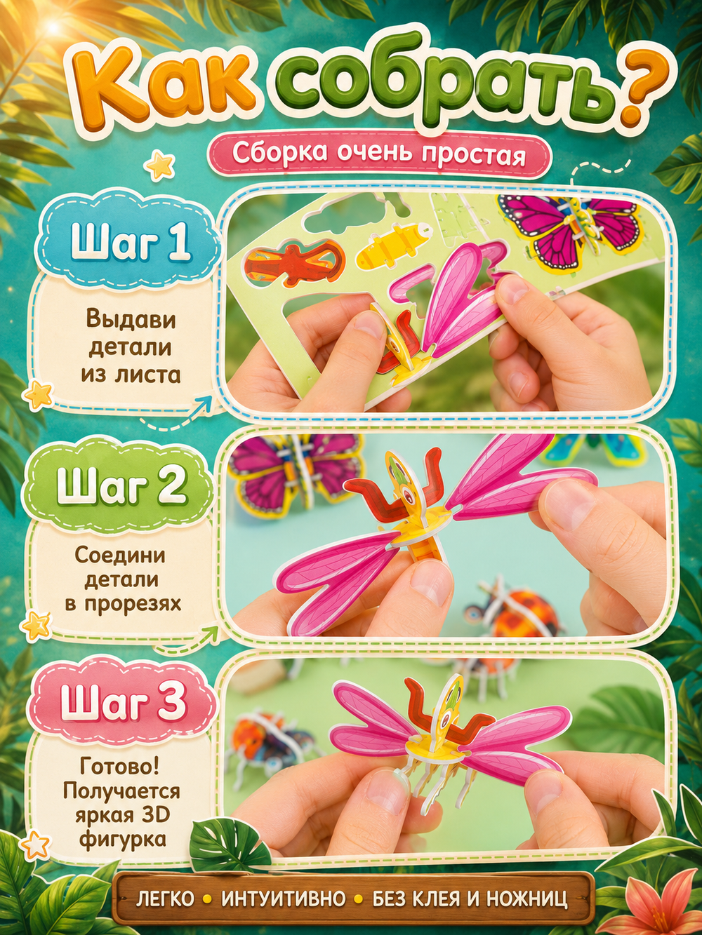 Конструктор 3D "Насекомые" 30 в 1, арт. 05021
