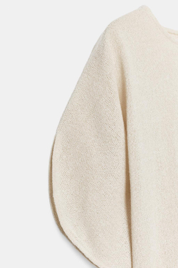 ZARA ТОП В СТИЛЕ РУСТИК С РУКАВАМИ-КРЫЛЫШКАМИ, СВЕТЛО-БЕЖЕВЫЙ