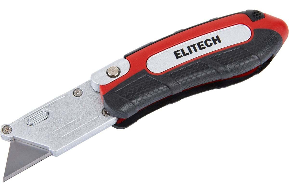 Нож строительный складной Elitech трапециевидное лезвие, 3 лезвия в комплекте, цинк и TPR покрытие, сталь SK5 410501 207183