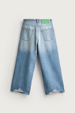 ZARA ДЖИНСЫ BAGGY С РАЗРЕЗАМИ, СИНИЙ