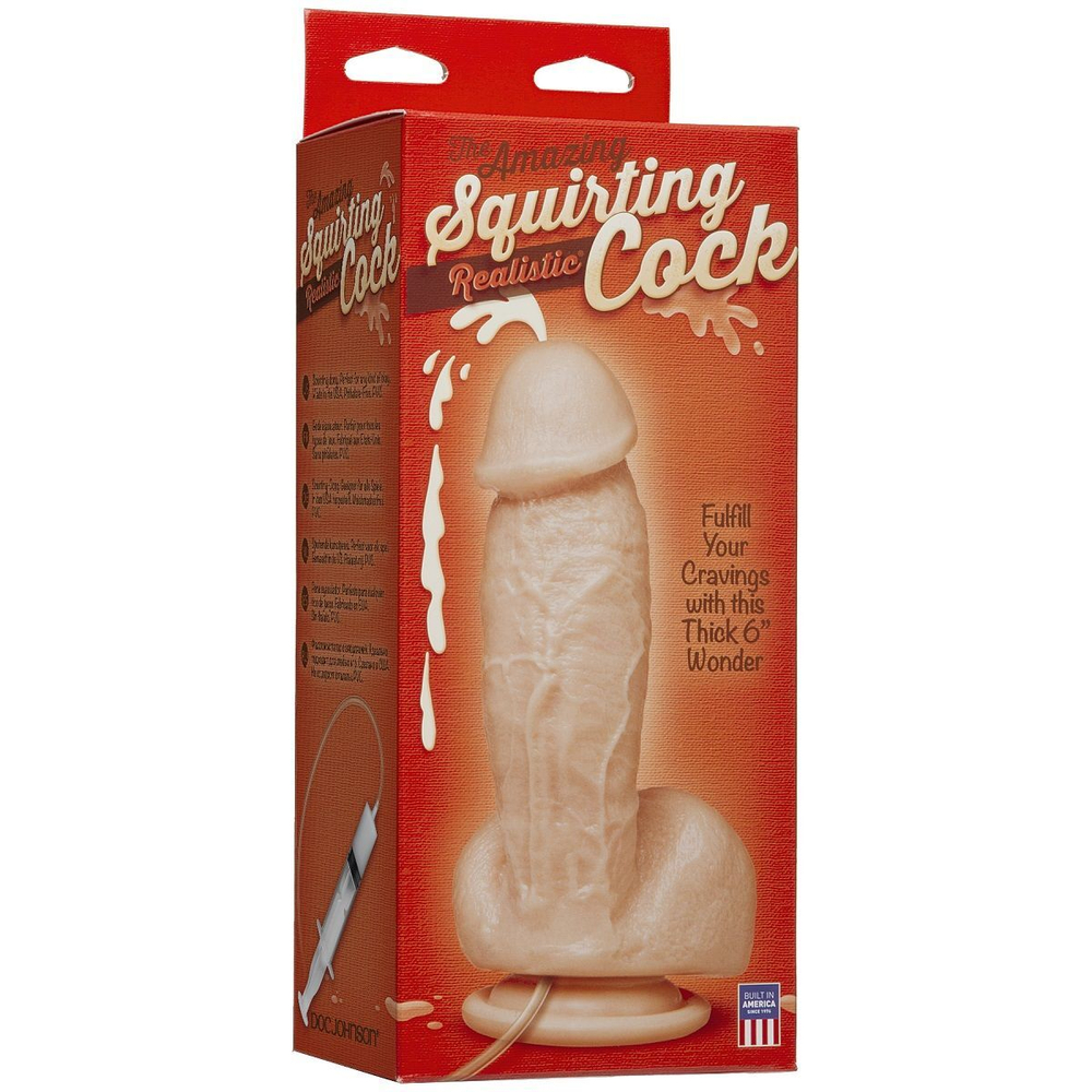 Фаллоимитатор с имитацией семяизвержения The Amazing Squirting Realistic Cock - 18,8 см. (Цвет: телесный)