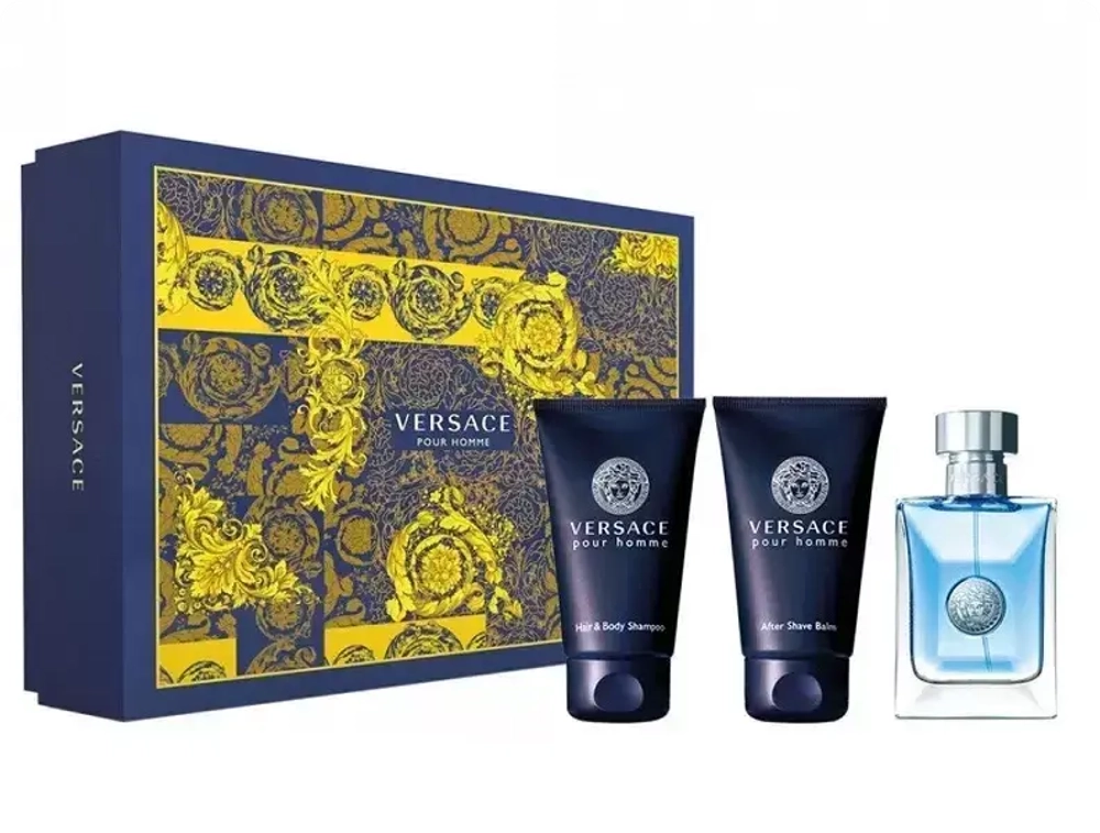 VERSACE Pour Homme men set (50ml edt + 50ml a/sh balsam + 50ml shampoo)