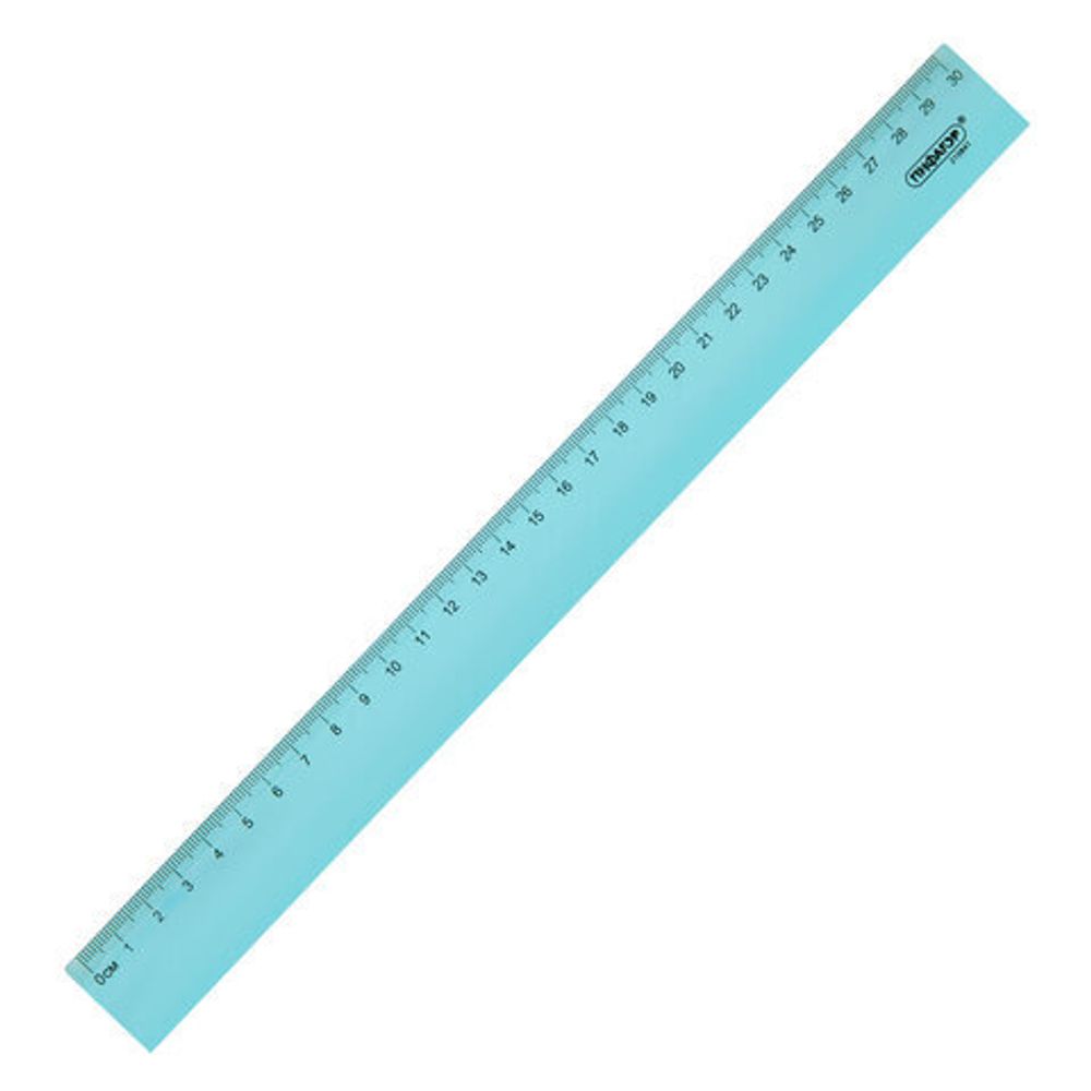 Линейка пластиковая 30 см, ПИФАГОР, прозрачная, тонированная, 210841