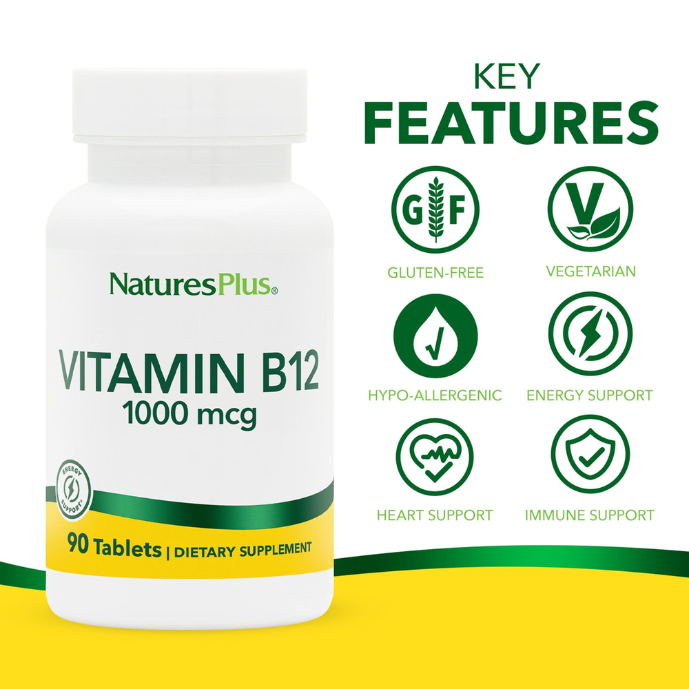 NaturesPlus, витамин B12, 1000 мкг, 90 таблеток