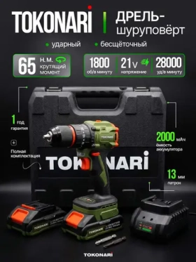 Шуруповерт аккумуляторный бесщёточный ударный мощный SD-065-2
