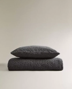 ZARA HOME ВАФЕЛЬНОЕ ПОКРЫВАЛО, ТЕМНО-СЕРЫЙ