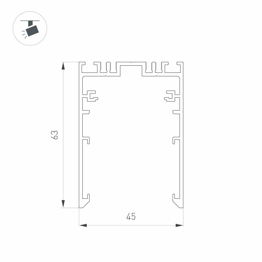 Трек MAG-TRACK-4563-1000 (BK, 5LN) (Arlight, IP20 Металл, 5 лет) 046832