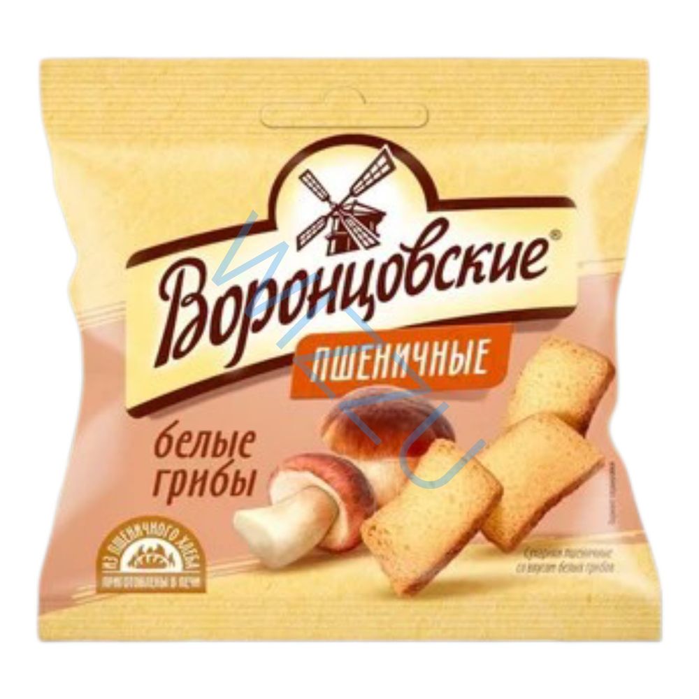 "Воронцовские" сухарики пшеничные со вкусом БЕЛЫХ ГРИБОВ слайсы 1 22 80 гр