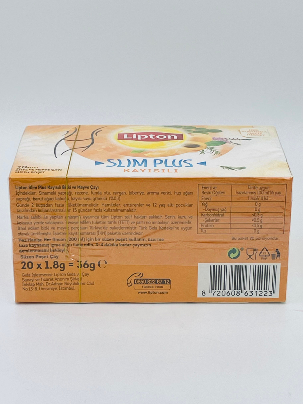 Lipton Slim Plus Чай травяной, фруктовый с соком абрикоса, 20 пакетиков, 36 г (Турция)