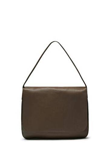Massimo Dutti Большая сумка из кожи наппа с клапаном - Limited Edition, пастельно-зеленый