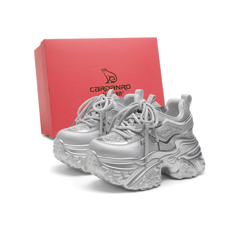 Cardanro Small Sized Sky Vegetables Hong Kong Style Individual Chunky Sneakers серебристый