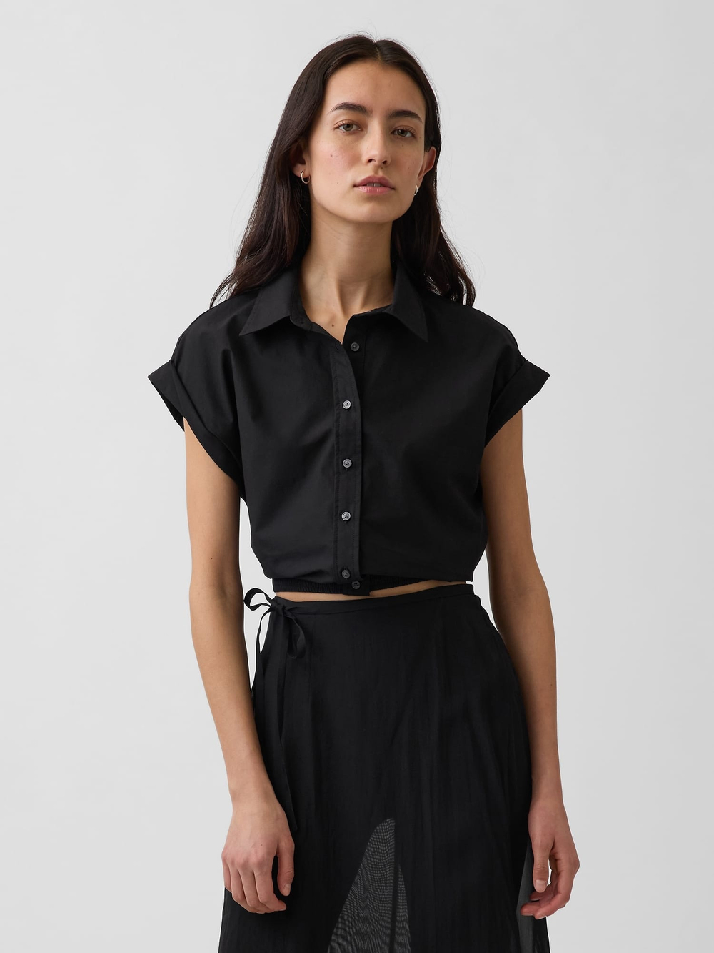 Укороченная блузка из Poplin с короткими рукавами - GAP