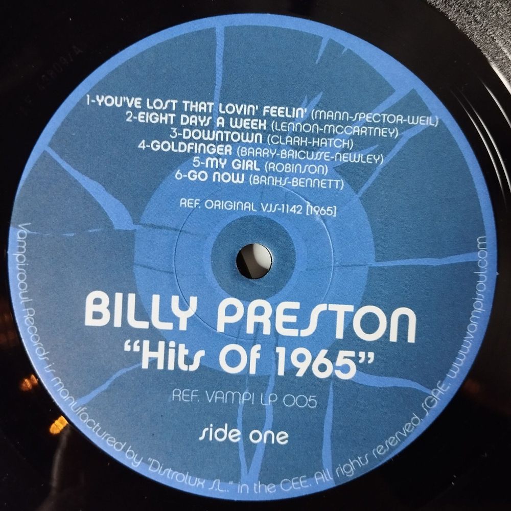 Винтажная виниловая пластинка LP Billy Preston Greatest Hits Of 1965 (Spain 2002)