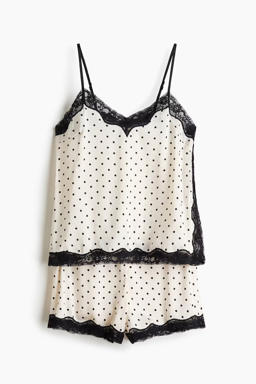 Пижамный комплект из атласа с кружевной тесьмой - H&M