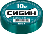 СИБИН 15 мм х 10 м, 5 000 В, зеленая, изолента ПВХ (1235-4)
