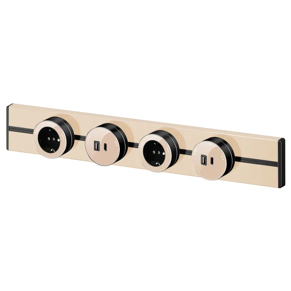MULTITRACK Розетка 2хUSB (тип А+С) 18 Вт, 5 В/3 А ПЕСОЧНЫЙ
