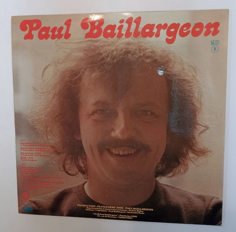Винтажная виниловая пластинка LP Paul Baillargeon (France 1975)