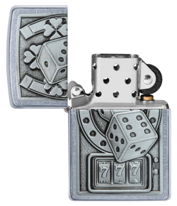 Зажигалка Zippo Lucky 7 с покрытием Street Chrome, латунь/сталь, серебристая, 38x13x57 мм