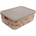 Корзина для мелочей с крышкой «Корсика» бежевая 43х31х14,5см