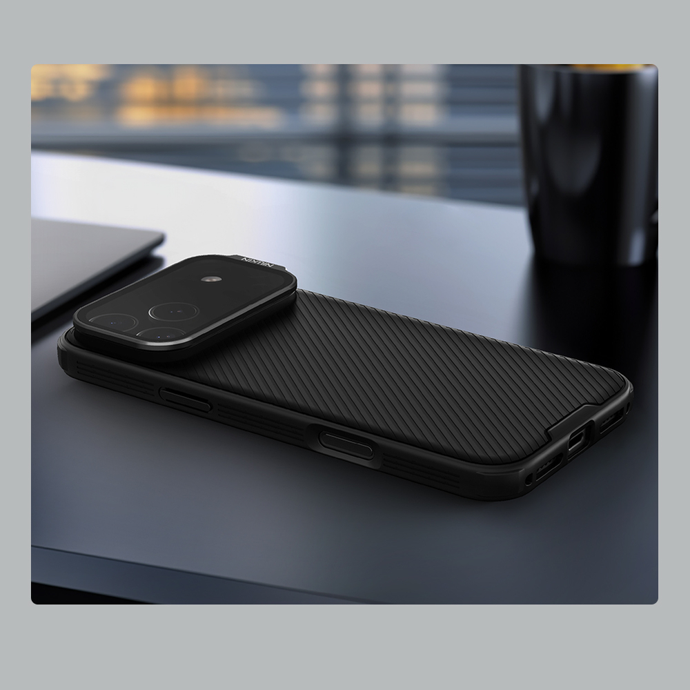 Чехол черного цвета на iPhone 17 Pro Max, серия CamShield Prop Case (версия с тонированной крышкой объектива) от Nillkin