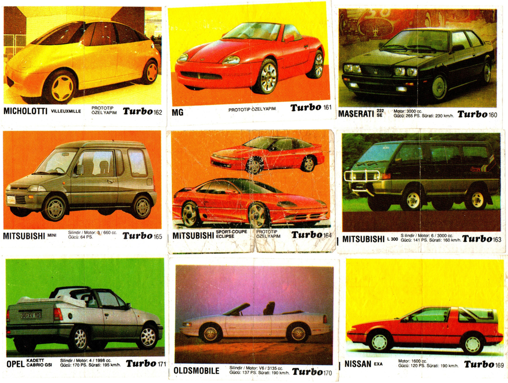 Вкладыши от жвачки Turbo Black - Турбо черные 58 штук без повторов. Серия 121 - 190.