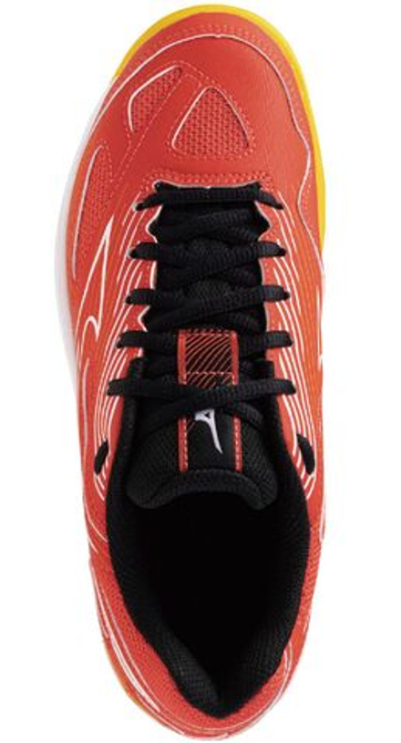 Детские кроссовки для бадминтона/сквоша Mizuno Cyclone Speed 4 JR — radiant red/white/carrot