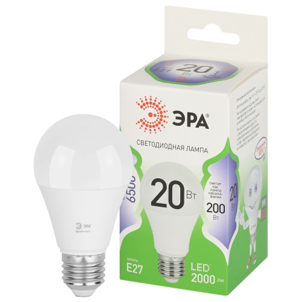 Лампа светодиодная ЭРА GREEN LINE LED A60-20W-865-E27 GL 20Вт груша холодный свет E27 | Лампы cветодиодные Груша (A)