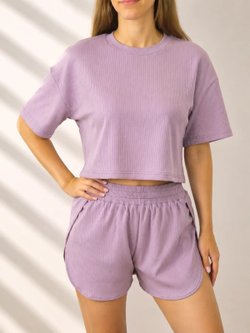 Костюм (пижама) шорты и футболка фиолетовый S-М (40-44)