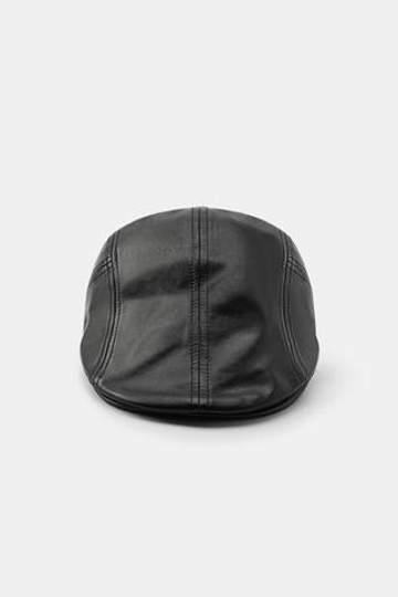 ZARA КОЖАНЫЙ КОЗЫРЕК, ЧЕРНЫЙ