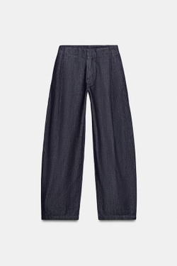 ZARA ДЖИНСЫ BARREL СО СРЕДНЕЙ ПОСАДКОЙ — ZW COLLECTION, СИНИЙ
