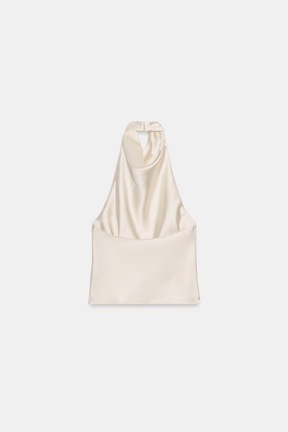 ZARA АТЛАСНЫЙ ТОП С ГОРЛОВИНОЙ ХАЛТЕР, ЭКРЮ