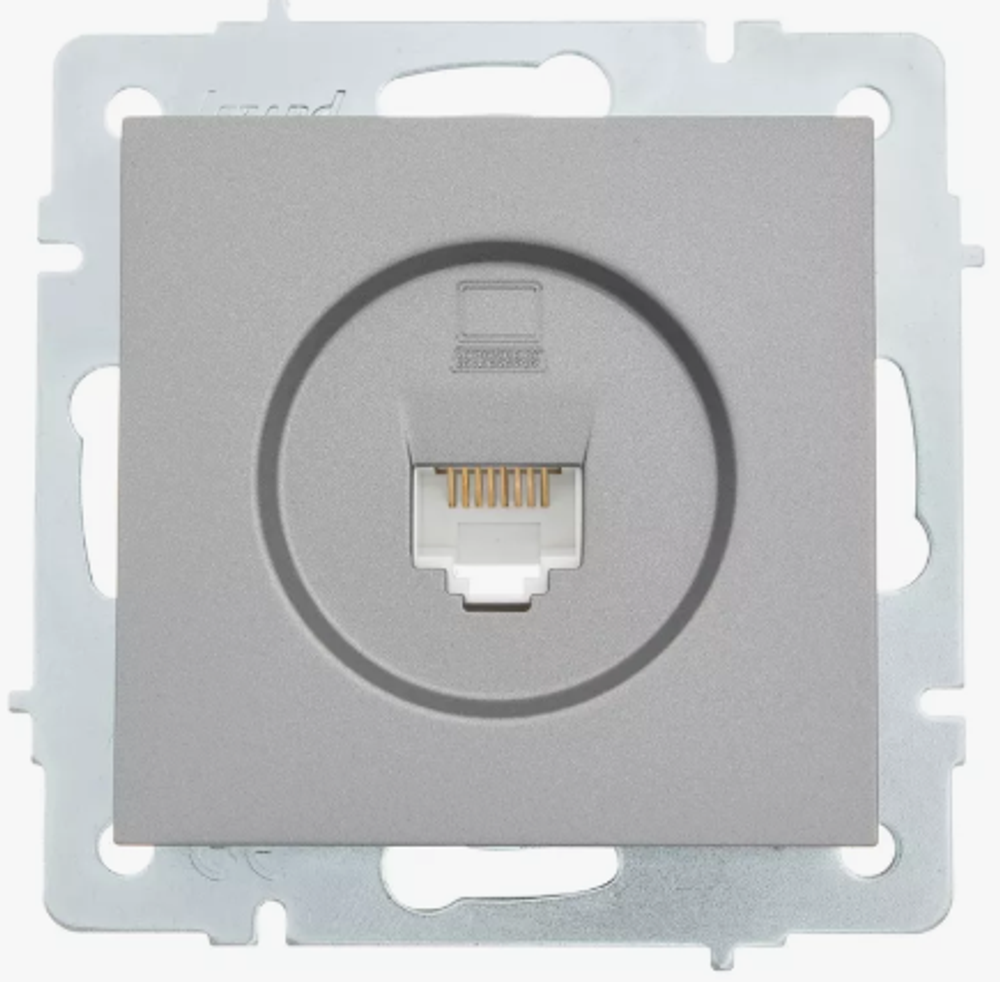 Розетка компьютерная одноместная UNIVersal серия афина, скрытой установки, 1а, rj45, серебро.