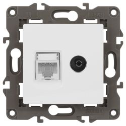 Розетка ЭРА Elegance 14-3110-01М RJ45+TV, белый матовый | Эра Elegance
