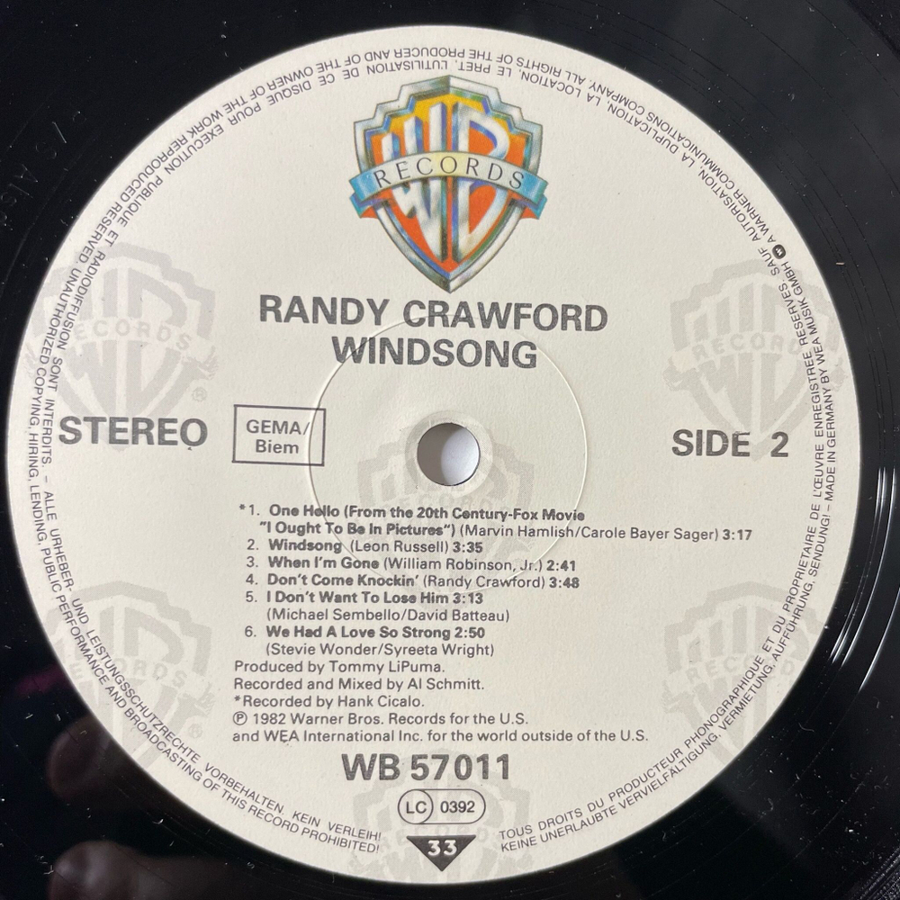 Винтажная виниловая пластинка LP Randy Crawford Windsong (Germany 1982)
