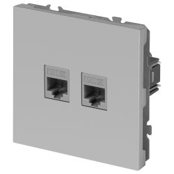 Розетка ЭРА Galaxy 15-3108-03 информационная двойная 2XRJ45 IP20 алюминий | Эра Galaxy