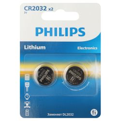 Батарейки Philips CR2032P2B литиевые 2шт CR2032-2BL (2/20/400/43200) | Батарейки Литиевые