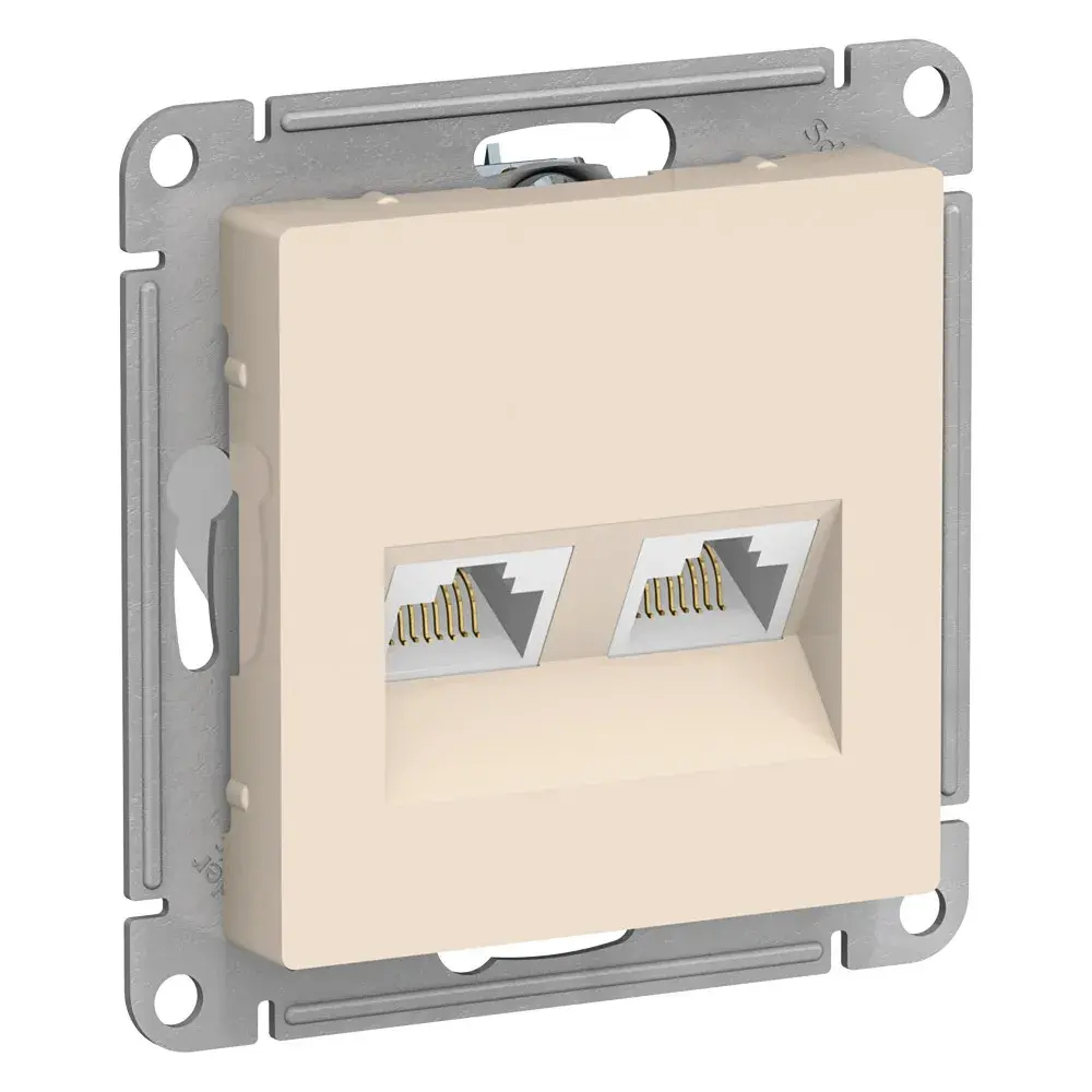 ATLASDESIGN РОЗЕТКА двойная компьютерная RJ45+RJ45 кат. 5e, механизм, БЕЖЕВЫЙ