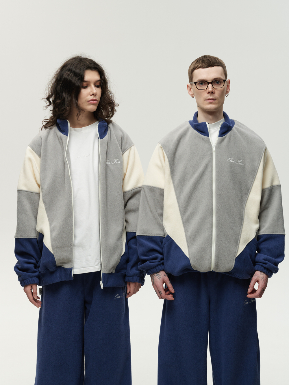 Zip-Up Sweatshirt Grey-Navy Smoke