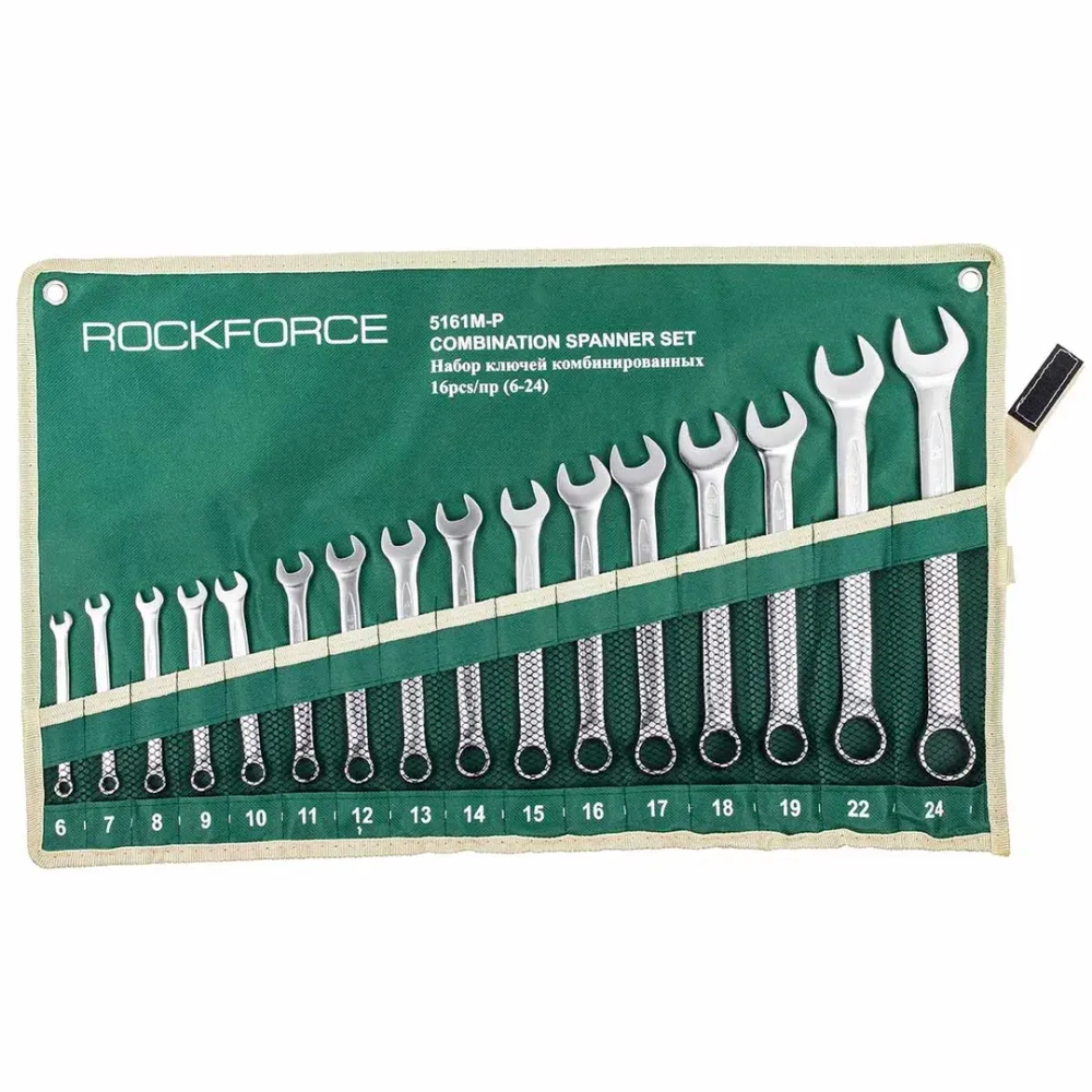 Набор ключей комбинированных 16пр.(6-19,22, 24мм),на полотне RockForce##Rock FORCE RF-5161P