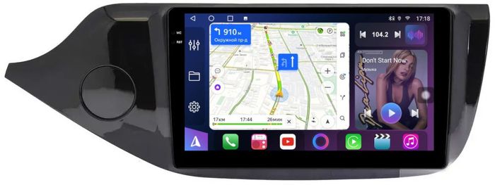 Магнитола для KIA Ceed 2 2012-2018 (рамка глянцевая) - FarCar S400-TS18 монитор 9.5" QLED на Android 14, CarPlay, 4G SIM-слот