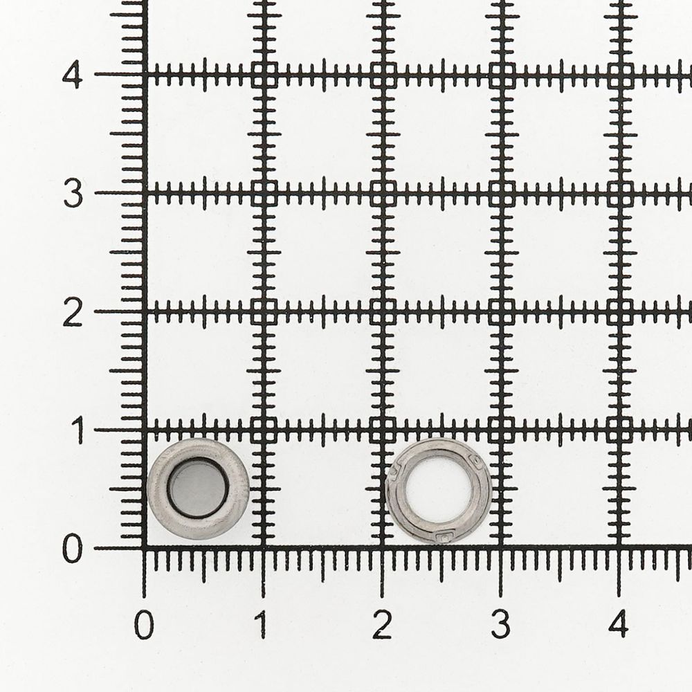 Люверсы металл ⌀4.4 мм (внутр.), h=5.42 мм, внешн. ⌀8.5 мм, №2, сталь, чер.никель, 100 шт, New Star