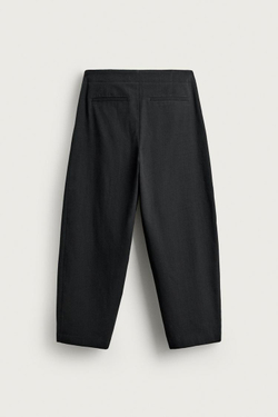 ZARA БРЮКИ BALLOON FIT С ЗАПАХОМ, ЧЕРНЫЙ
