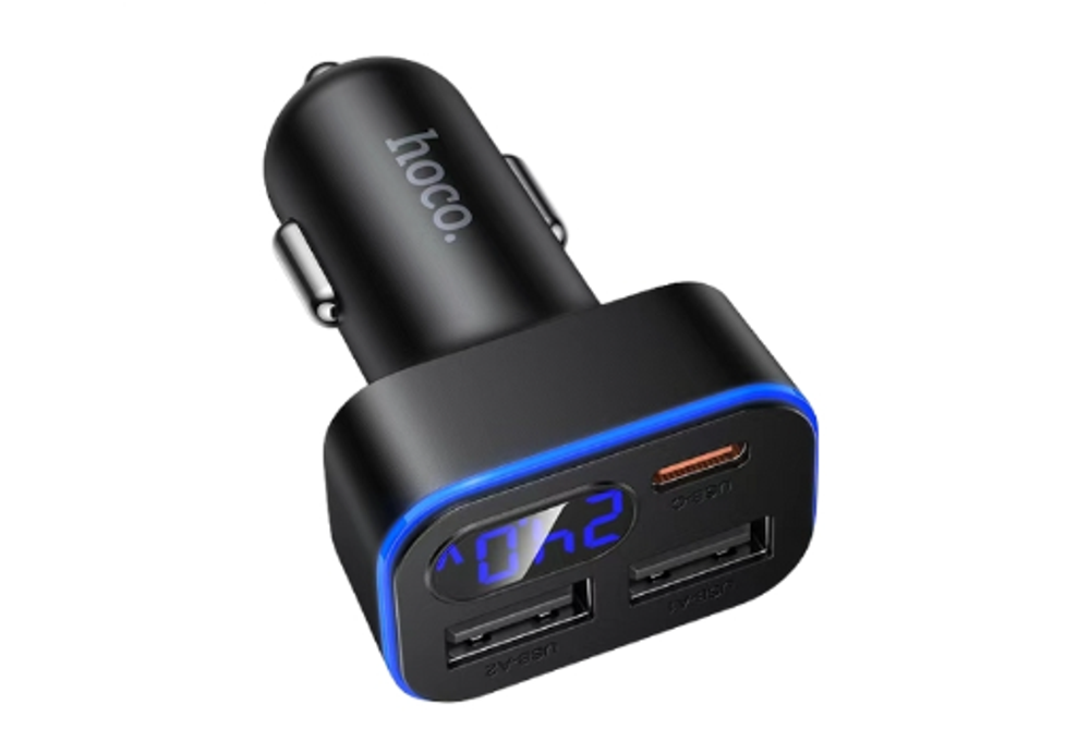 Автомобильное заряд. устр. Hoco Z63A 2USB/1C черное