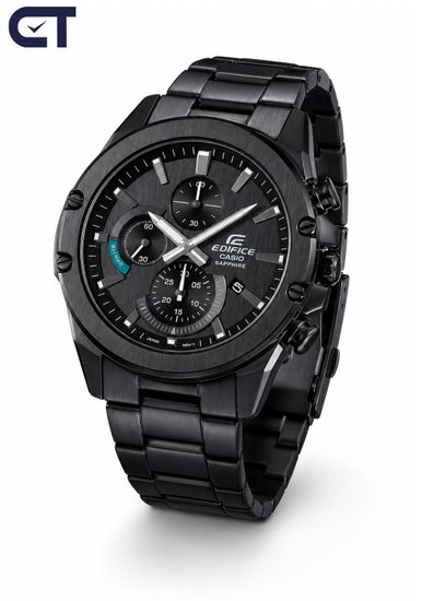 CASIO EFR-S567DC-1AVUDF EDIFICE мужские наручные часы — тонкий чёрный хронограф с сапфировым стеклом и IP-покрытием
