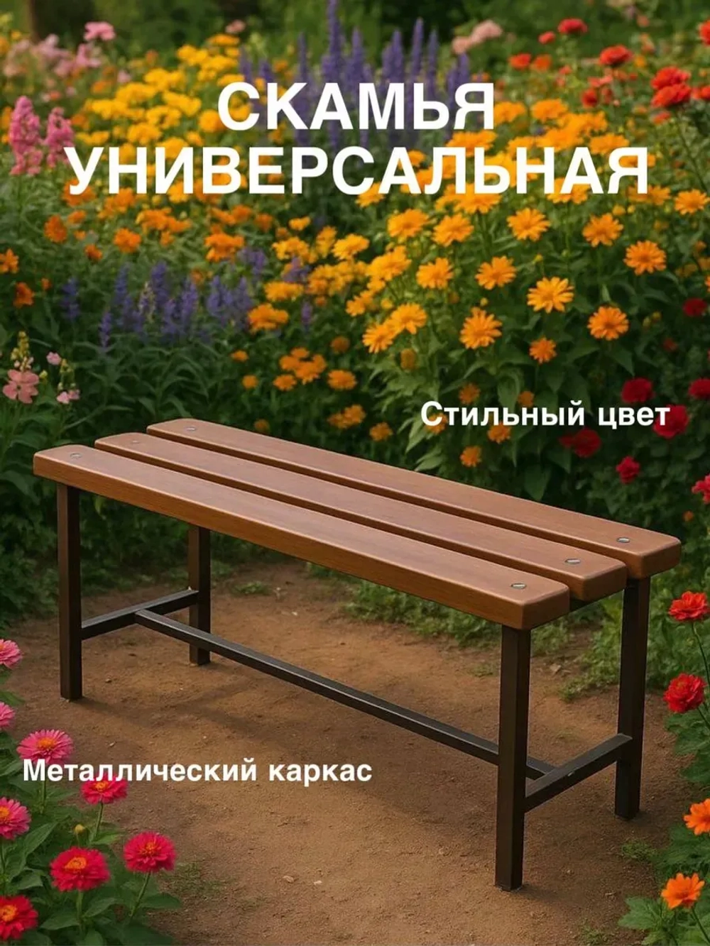 Скамейка для дома и улицы, 80 см орех/антик