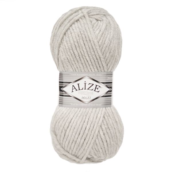 Пряжа Alize (Ализе) Superlana Maxi / уп.5 мот. по 100 г, 100м, 208 светло-серый меланж A
