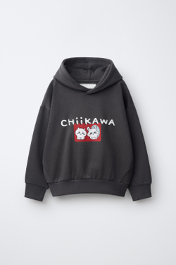 ZARA ХУДИ С ПРИНТОМ CHIIKAWA, АНТРАЦИТОВО-СЕРЫЙ